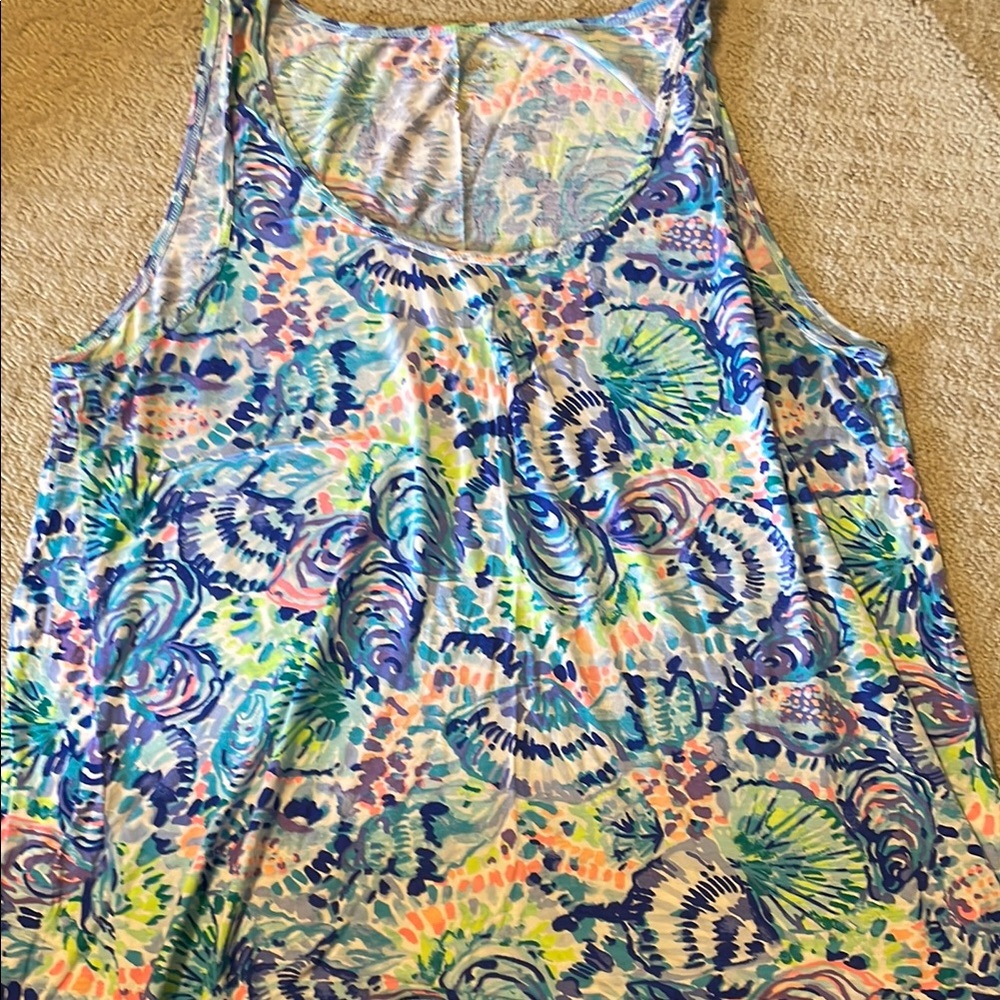 Lilly Pulitzer Blue and Yellow Sleeveless Tank Top